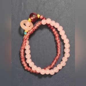 Elegant Pink and Red Beaded Bracelet